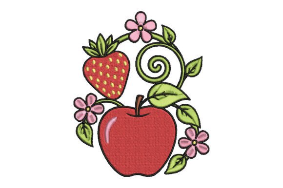 Charming Apple Embroidery Design for Boutique Sweatshirts