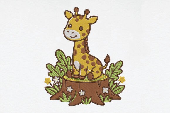 Charming Cute Baby Giraffe Embroidery Design
