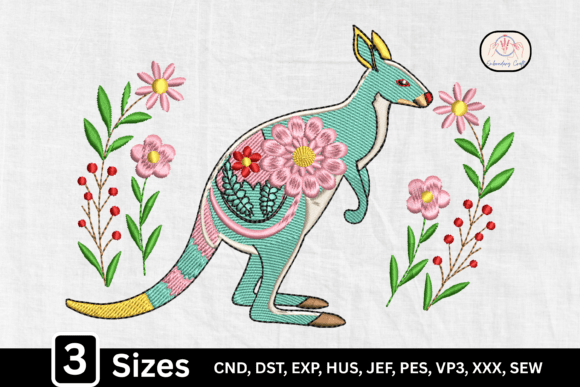 Charming Floral Kangaroo Folk Art Design