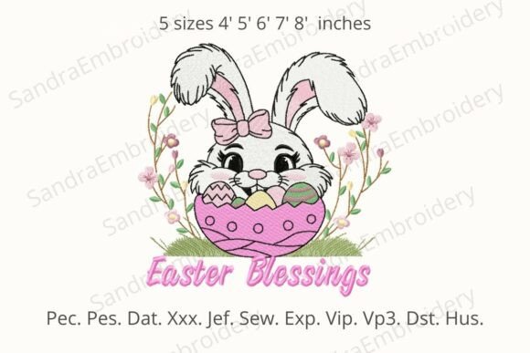 Easter Blessings Bunny: A Charming Embroidery Design