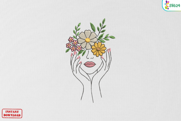 Elegant Blooming Floral Lady Portrait Charm