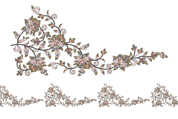 Elegant Creative Floral Embroidery Border Design