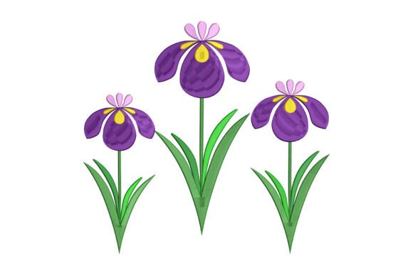 Elegant Purple Iris Flower for Holiday Embroidery