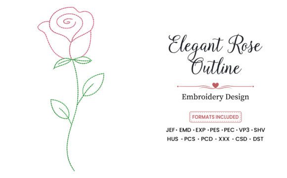 Elegant Rose Outline for Business Embroidery