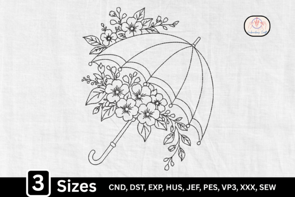 Elegant Spring Flower Umbrella Embroidery