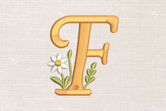 Feathered and Leafy: A Delicate Letter F Embroidery