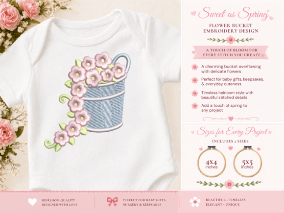 Floral Bucket Embroidery: A Charming Gift Choice