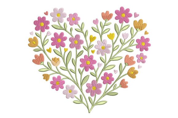 Floral Heart Embroidery Design: A Festive Touch
