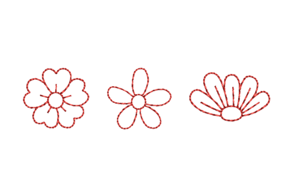 Floral Outline Redwork Bundle: A Minimalist Delight