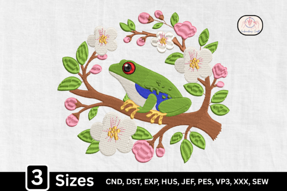 Nature Animal Floral Frog Embroidery Design