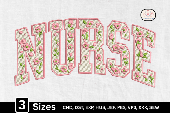 Pink Flower Medical Nurse: A Festive Embroidery Design