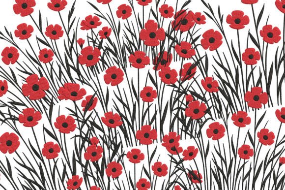 Red Wildflowers Embroidery Design: A Bold and Charming Touch